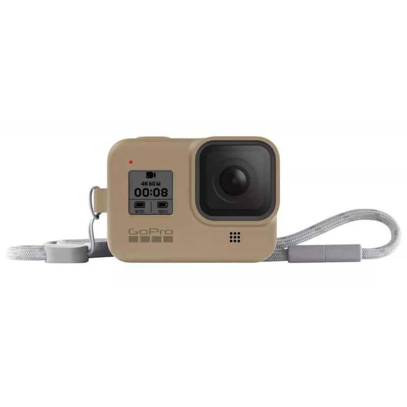 Fotoaparato dėklas GoPro HERO8 Juoda įmautė + kaklo dirželis smėlio spalvos