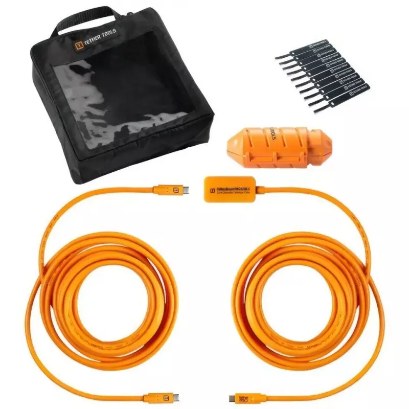 USB-C į USB-C kabelis, tether tools CUC31R-ORG — 9,40 m, stačiu kampu, oranžinis