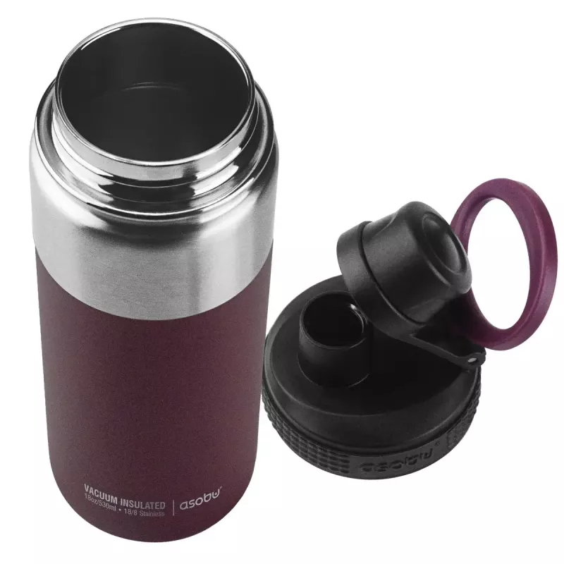 Terminis buteliukas asobu Alpine Flask Hiking 530 ml nerūdijantis plienas Burgundinė, 235 mm aukštis, 7,6 cm skersmuo