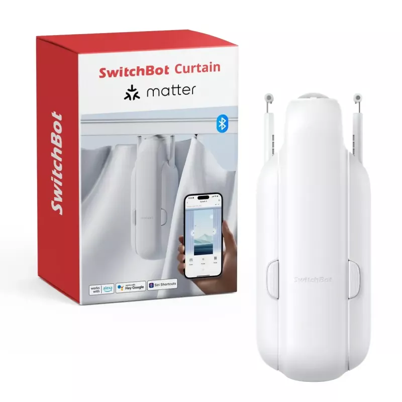 Išmanus užuolaidų variklis SwitchBot W2400000R, skirtas U formos bėgeliui (ES ir JK) – baterija, USB-C, 15 kg stūmimo jėga