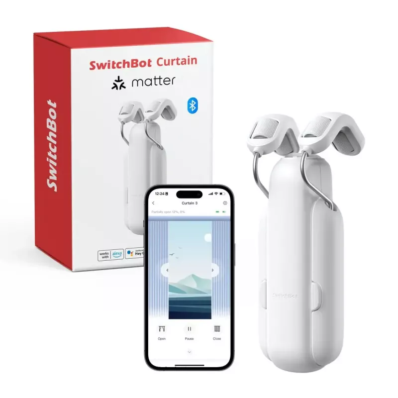 Išmanus užuolaidų variklis SwitchBot W2400000R, skirtas U formos bėgeliui (ES ir JK) – baterija, USB-C, 15 kg stūmimo jėga