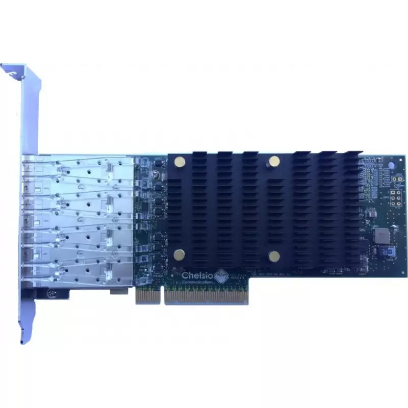 Tinklo adapteris Chelsio T540-LP-CR — 4 prievadų 1/10GbE SFP+ žemo profilio, PCIe x8 Gen3, 32K jungčių