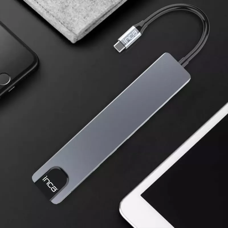 USB Type-C šakotuvas INCA ITPC-7T 1000 Mbit/s HDMI RJ-45 USB 2.0 USB 3.0