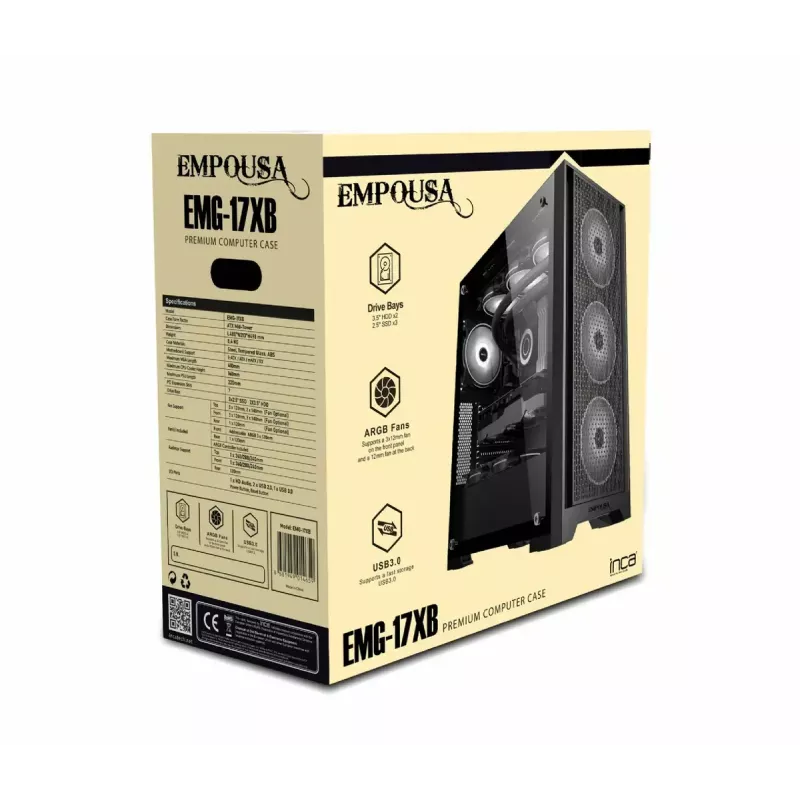 PC korpusas Inca EMG-15XB Midi Tower Juoda