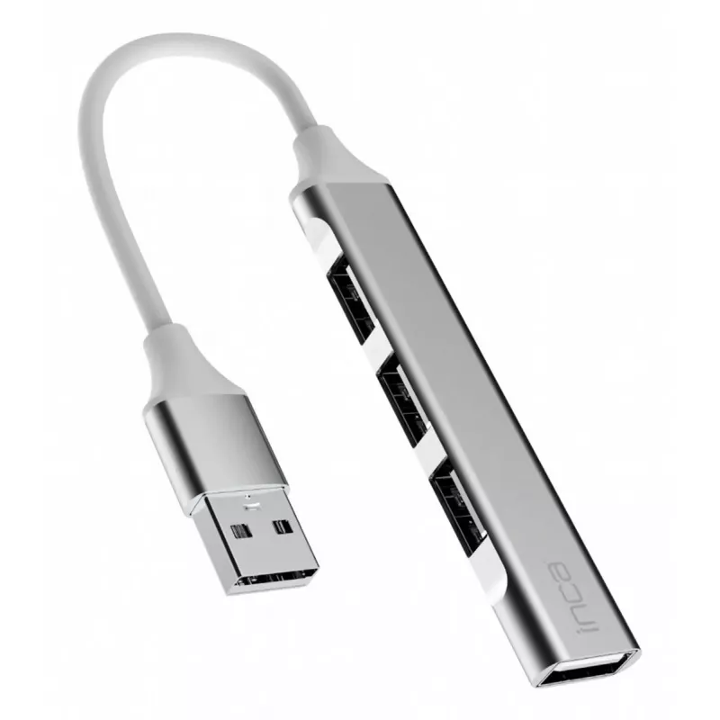 USB šakotuvas Inca IUSB-4TUX USB 2.0 Type-A 5000 Mbit/s sidabrinis baltas