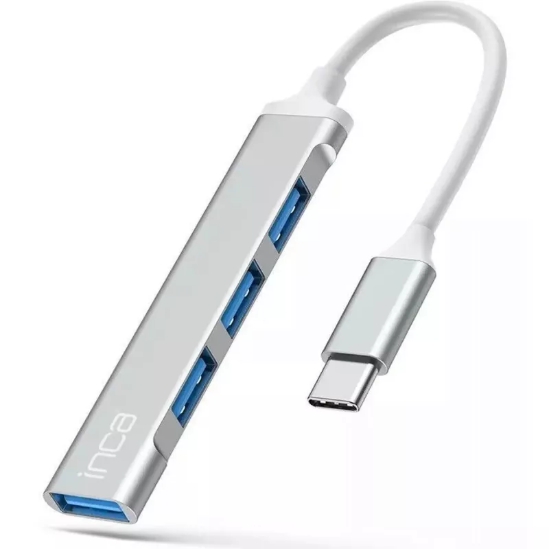 USB šakotuvas Inca IUSB-04TX Type-C 5000 Mbit/s sidabrinis baltas