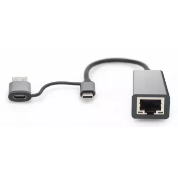 USB šakotuvas Inca IUTP-01TX Type-A Type-C Gigabit Ethernet mėlynas