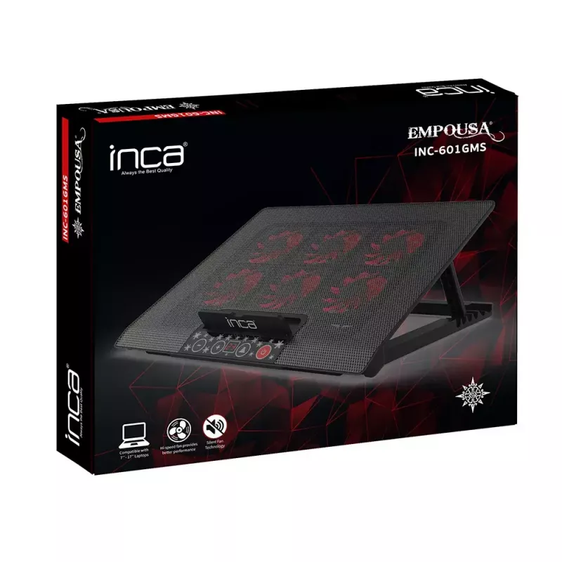 Nešiojamojo kompiuterio aušinimo padėklas Inca INC-601GMS 43,2 cm 6 ventiliatoriai USB juodas