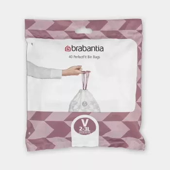 Šiukšlių maišeliai BRABANTIA 100253 3 l talpos šiukšliadėžėms, balti, plastikiniai, 40 vnt.