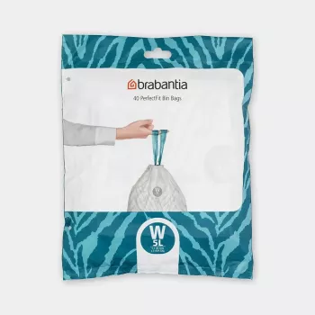 BRABANTIA 137846 šiukšlių maišai, 45 l talpa, balti, pakuotėje 40 vnt.