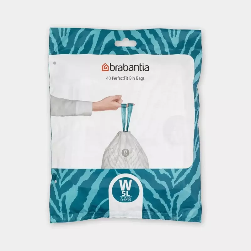 BRABANTIA 137846 šiukšlių maišai, 45 l talpa, balti, pakuotėje 40 vnt.