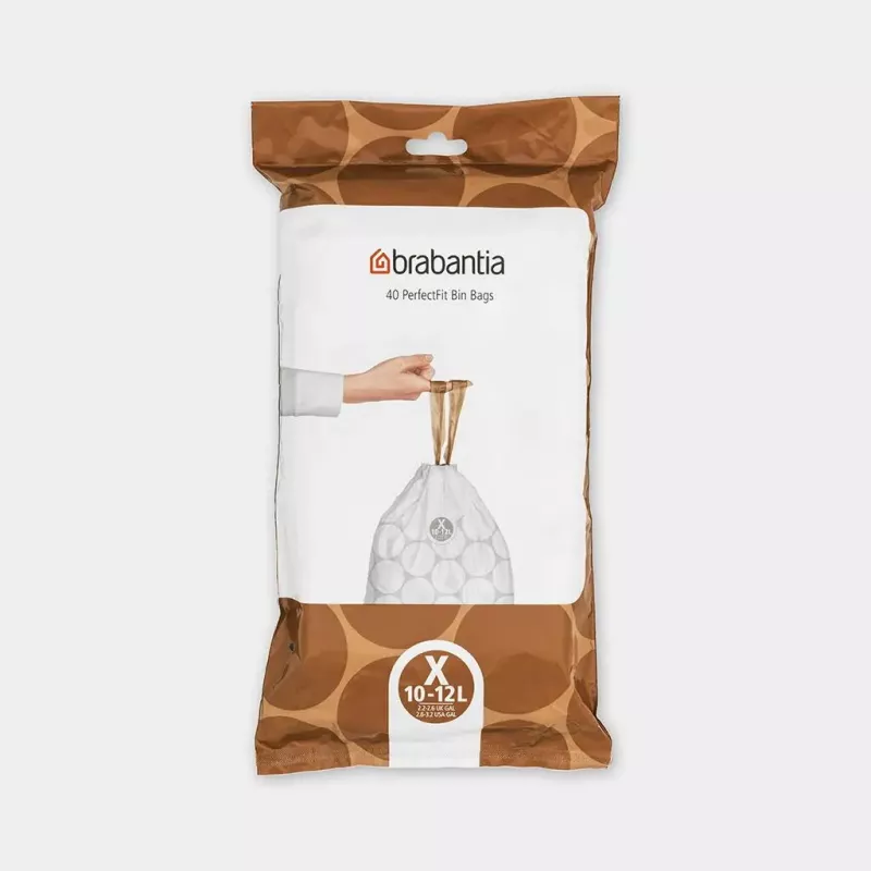 Trash bags BRABANTIA 12 L White, pack of 40 (model 138041) plastic liners 490×357 mm
