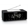 Laikrodinis radijo imtuvas Lenco CR540BK – FM žadintuvas, 1,2 colio LED ekranas, pritemdomas naktinis apšvietimas, USB įkrovimas, stereofoniniai garsiakalbiai