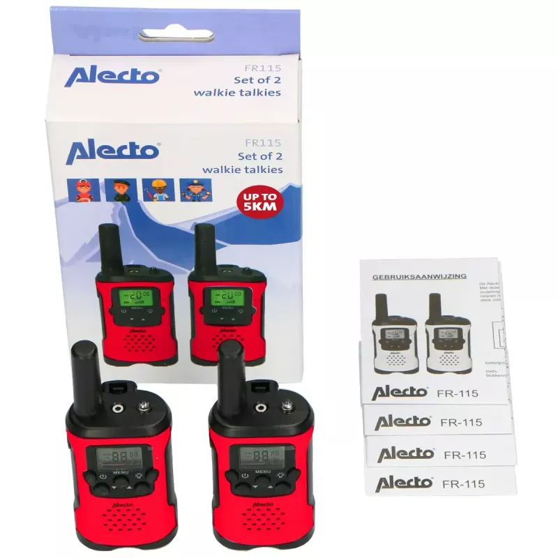 Alecto FR115RD dvipusis radijo ryšys 8 kanalai 446 MHz juoda raudona