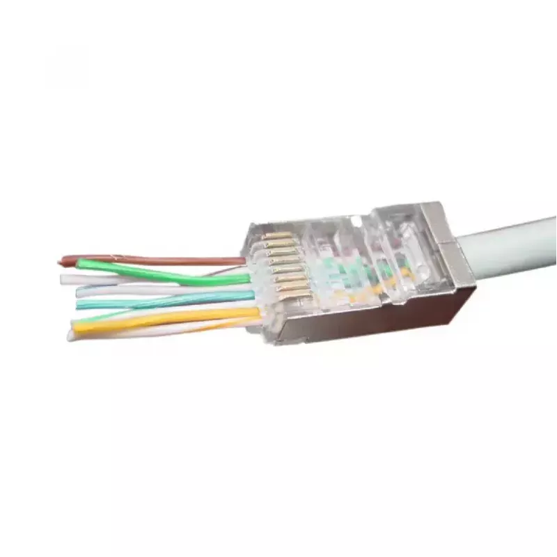RJ-45 vielos jungtis Gembird LC-PTF-01/100, F/UTP, ruda/sidabrinė/skaidri, 10 vnt.