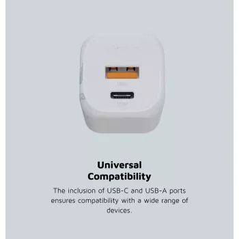 Sieninis įkroviklis Xtorm 35W GaN² Ultra Indoor USB Type-C Greitasis Įkrovimas Balta