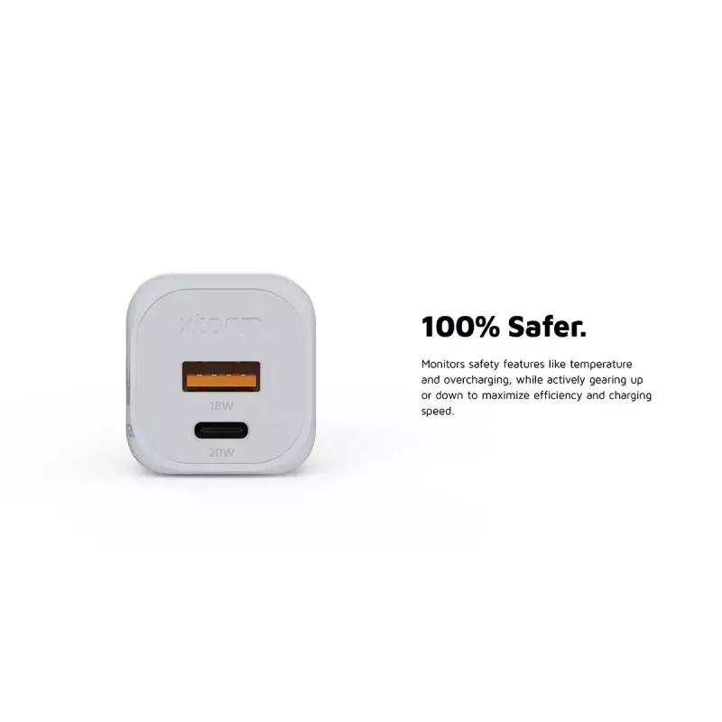 Sieninis įkroviklis Xtorm 20W GaN² Ultra — 20 W, USB-C, vidaus, baltas