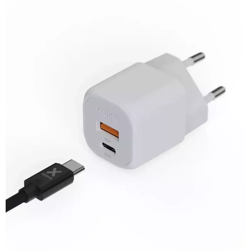 Sieninis įkroviklis Xtorm 20W GaN² Ultra — 20 W, USB-C, vidaus, baltas