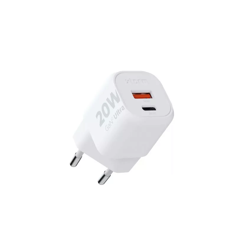 Sieninis įkroviklis Xtorm 20W GaN² Ultra — 20 W, USB-C, vidaus, baltas