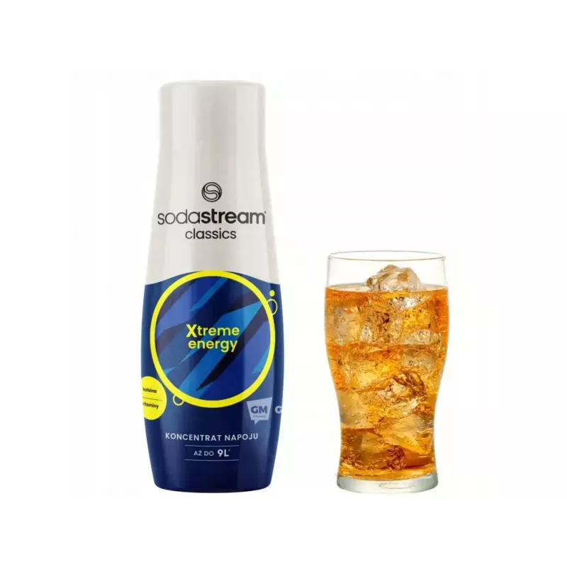 SODASTREAM Xtreme Energy sirupas 440 ml leidžia greitai pasigaminti energetinių gėrimų namuose su B2, B3, B6 ir kofeinu. Patogu, taupo išlaidas ir suteikia energijos.