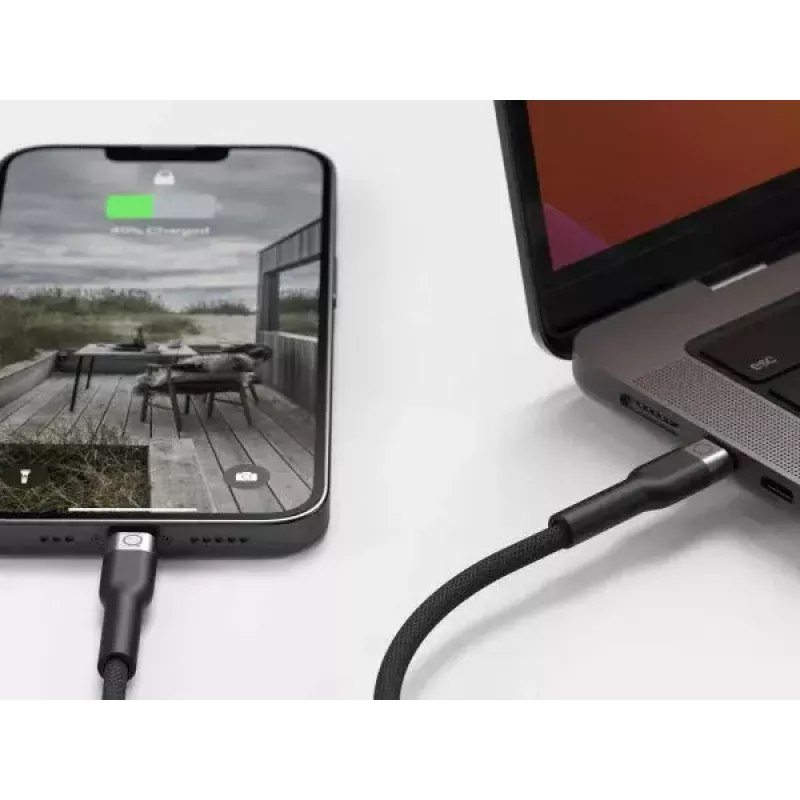 USB-C į Lightning laidą LINQ byELEMENTS 2m MFi sertifikuotas juodas