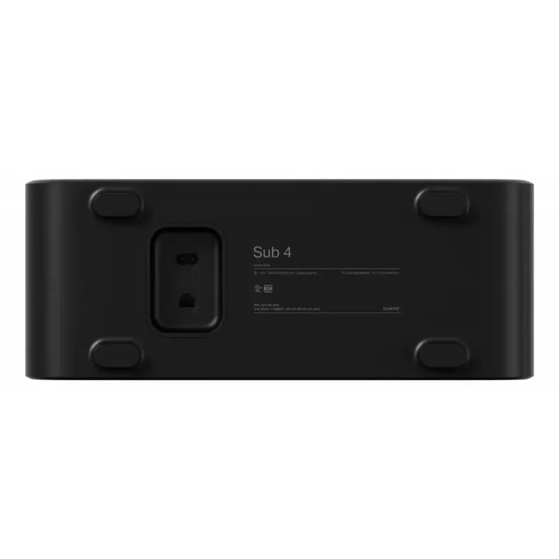 Aktyvus žemų dažnių garsiakalbis Sonos Sub 4 Juoda — D klasės stiprintuvas, AC 110–240 V, 40,2×15,8×38,9 cm