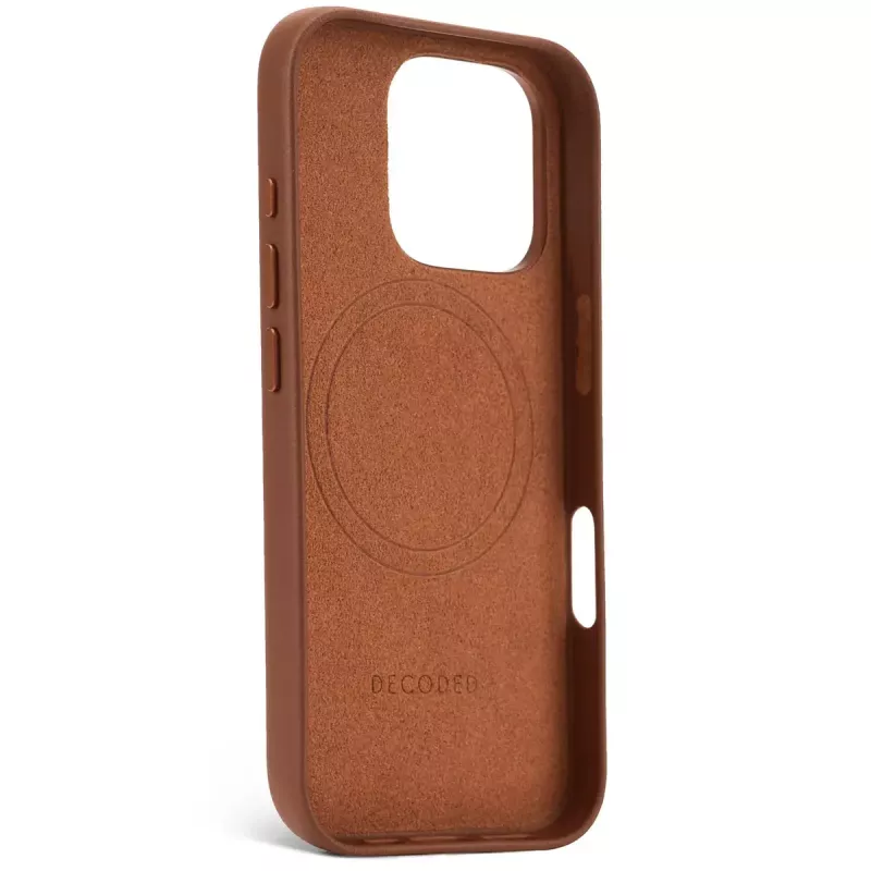 Dekoruotas odinis dėklas iPhone 16 Pro 6,3 colio rudas