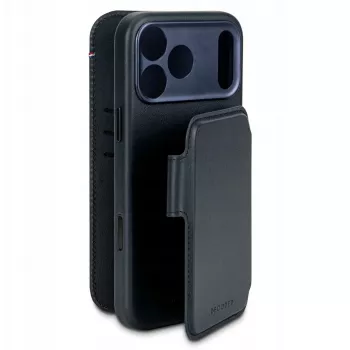 Elmarc Decoded odinis nuimamas dėklas-piniginė – odinis apsauginis dėklas iPhone 17 Pro su MagSafe suderinamumu (tamsiai mėlynas šešėlis)