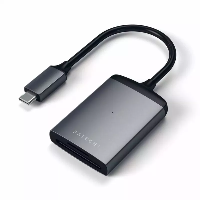 Kortelių skaitytuvas Satechi ST-TCU3CRM USB 2.0 Type-C — SD, MicroSD, pilkas, vidinis, 312 Mbit/s
