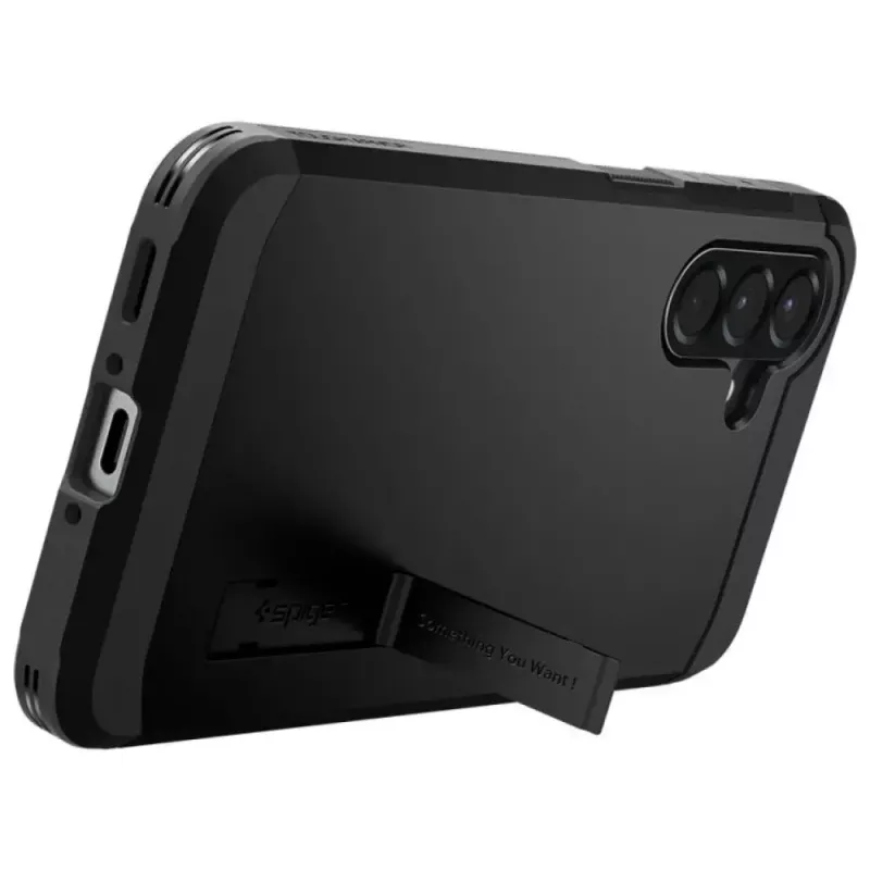 Spigen Tough Armor dėklas Samsung Galaxy A56 5G — juodas, dvisluoksnis apsauginis dangtelis