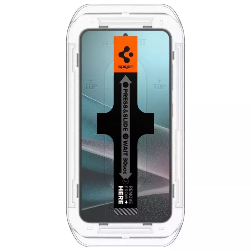 Grūdinto privatumo stiklo ekrano apsauga Spigen Glas.TR EZ FIT HD, skirta Samsung Galaxy S24/S25 — 2 vnt.