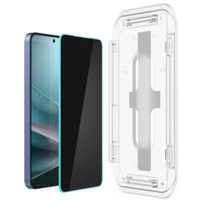 Grūdinto privatumo stiklo ekrano apsauga Spigen Glas.TR EZ FIT HD, skirta Samsung Galaxy S24/S25 — 2 vnt.