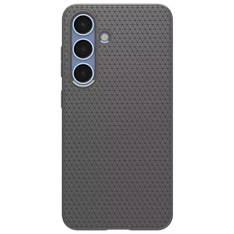 Apsauginis telefono dėklas Spigen Liquid Air, skirtas Galaxy S25 — marmuro pilkumo, plonas, smūgius sugeriantis