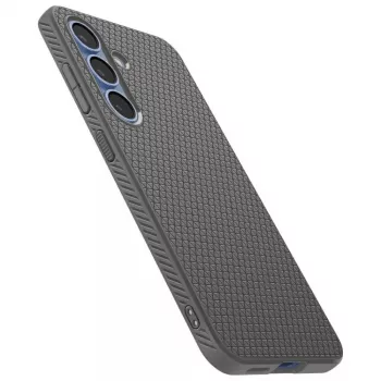Apsauginis telefono dėklas Spigen Liquid Air, skirtas Galaxy S25 — marmuro pilkumo, plonas, smūgius sugeriantis