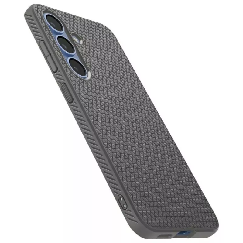 Apsauginis telefono dėklas Spigen Liquid Air, skirtas Galaxy S25 — marmuro pilkumo, plonas, smūgius sugeriantis