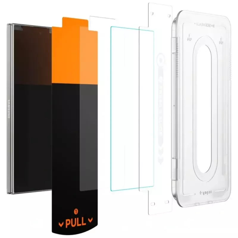 Apsauginė plėvelė Spigen Glas.TR EZ FIT Pro, skirta Samsung Galaxy Z Fold 7 — permatoma, 2 vnt.