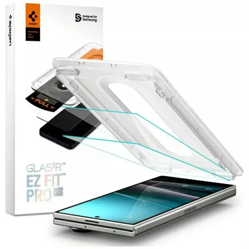 Apsauginė plėvelė Spigen Glas.TR EZ FIT Pro, skirta Samsung Galaxy Z Fold 7 — permatoma, 2 vnt.