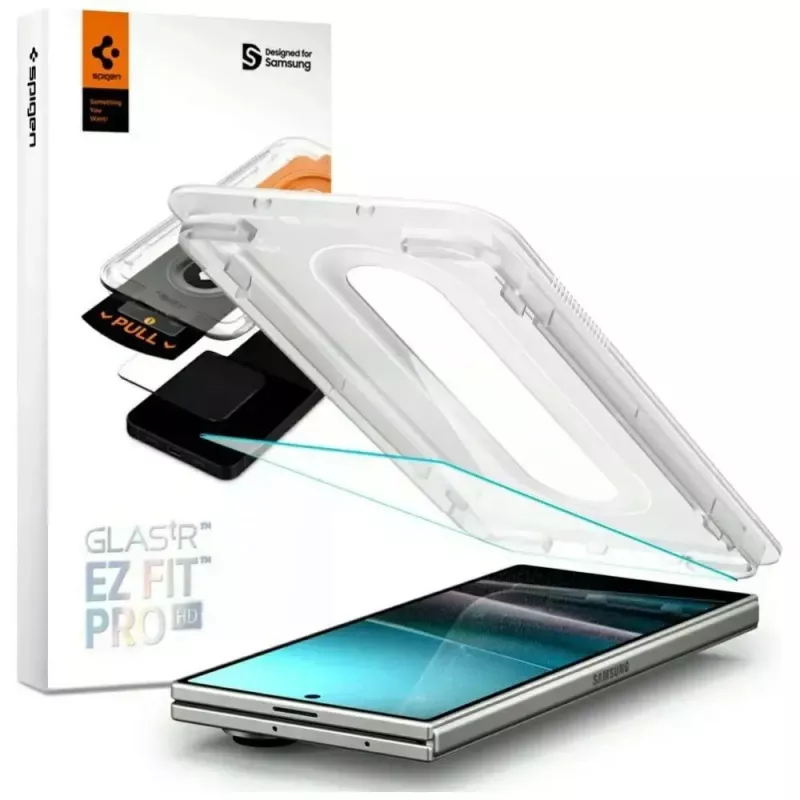 Grūdintas stiklo ekrano apsauga Spigen Glas.Tr EZ FIT Pro HD, skirta Samsung Galaxy Z Fold7 — apsauga nuo įbrėžimų, lengvas montavimas