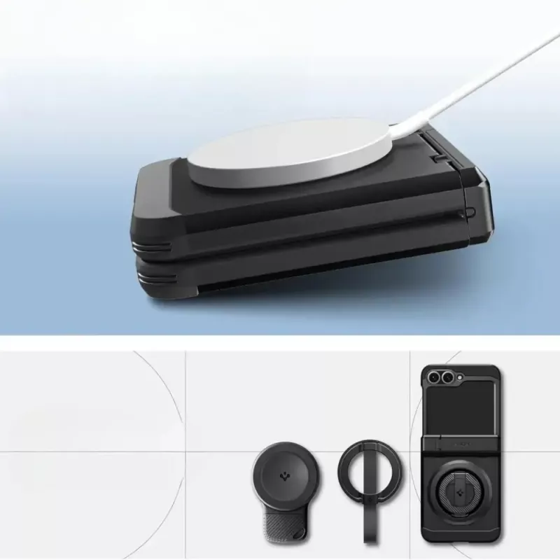 Apsauginis dėklas Spigen Tough Armor Pro Mag Galaxy Z Flip 7 FE — juodas
