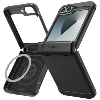 Apsauginis dėklas Spigen Tough Armor Pro Mag Galaxy Z Flip 7 FE — juodas