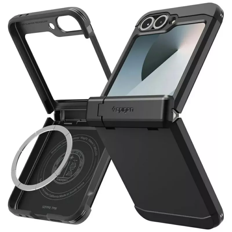 Apsauginis dėklas Spigen Tough Armor Pro Mag Galaxy Z Flip 7 FE — juodas