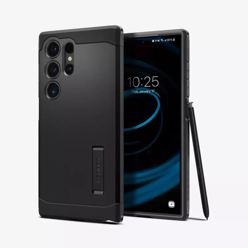 Spigen Tough Armor mobiliojo telefono dėklas, juodas, Galaxy S24 Ultra 17,3 cm