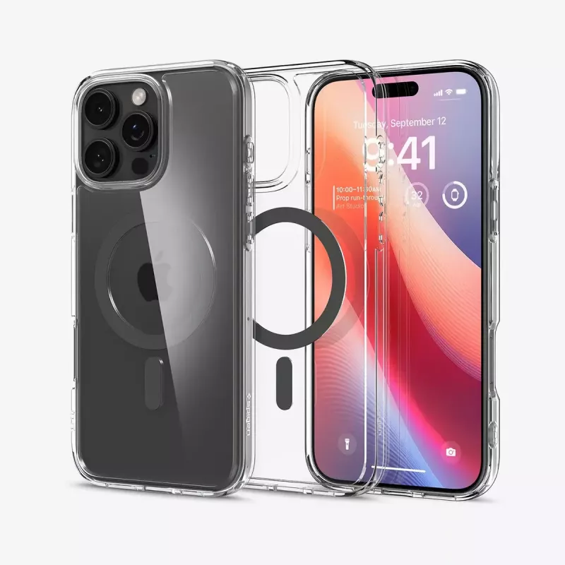 Spigen Ultra Hybrid (MagFit) mobiliojo telefono dėklas 17,5 cm grafito skaidrus