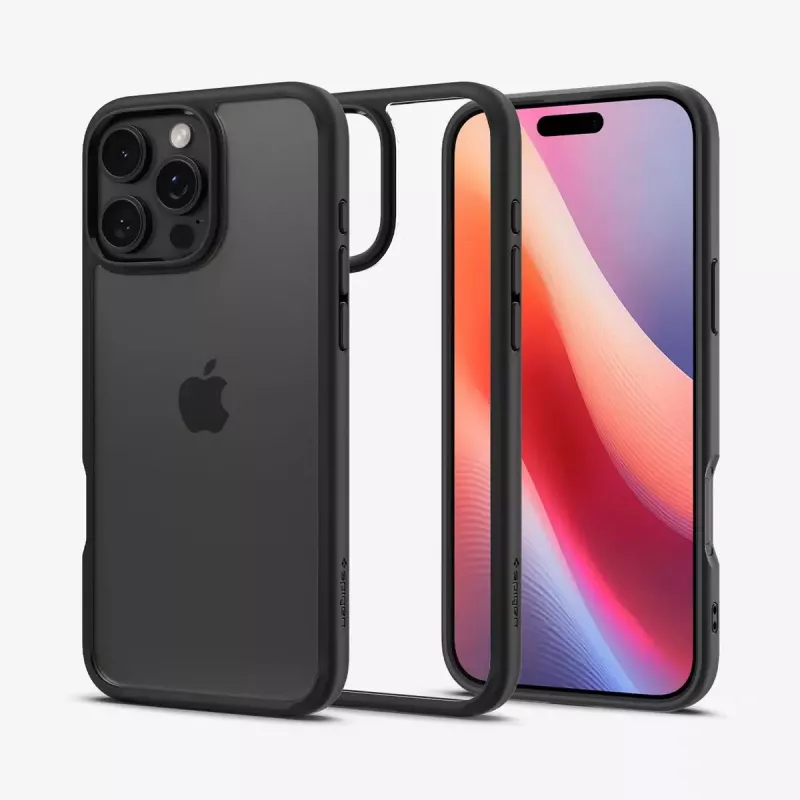 Spigen Ultra Hybrid mobiliojo telefono dėklas juodos spalvos, skirtas „iPhone 16 Pro“