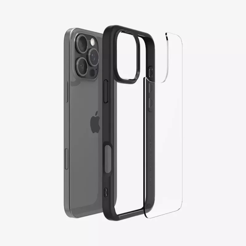 Spigen Ultra Hybrid mobiliojo telefono dėklas juodos spalvos, skirtas „iPhone 16 Pro“