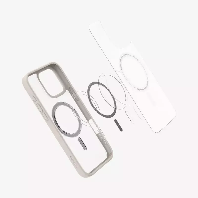 Spigen Ultra Hybrid (MagFit) mobiliojo telefono dėklas Užvalkalas Smėlio spalvos Skaidrus