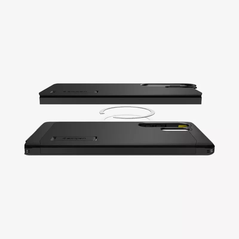 Dėklas Spigen Galaxy S25 Ultra Tough Armor AI juodas su stalu stovu