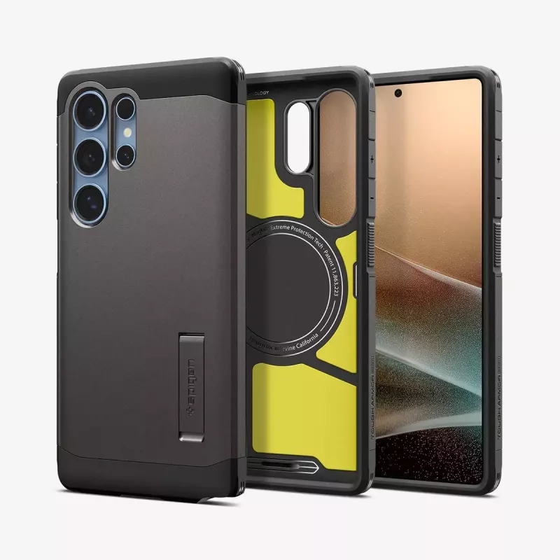 Dėklas Spigen Galaxy S25 Ultra Tough Armor AI Gunmetal Monochromatic