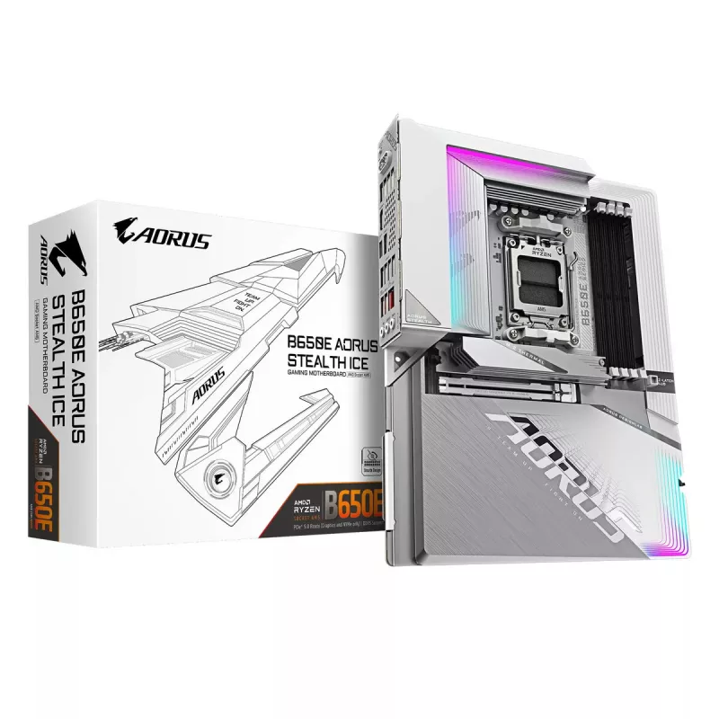 Pagrindinė plokštė GIGABYTE B650E AORUS STEALTH ICE, AMD B650E, lizdas AM5, ATX