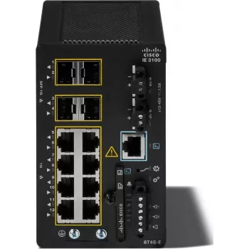 Pramoninis eterneto komutatorius Cisco IE3100 Rugged Series, valdomas, 8 x 10/100/1000 + 4 x Gigabito SFP, montuojamas ant DIN bėgio